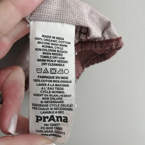 Prana Men's Borla Short Sleeve Button Up Chest Pockets Red Micro Dots Small - Picture 14 of 16